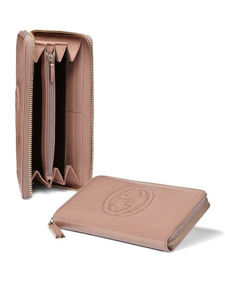 gucci wallet nude|Gucci Soho Patent Leather Zip Around Wallet, Nude .